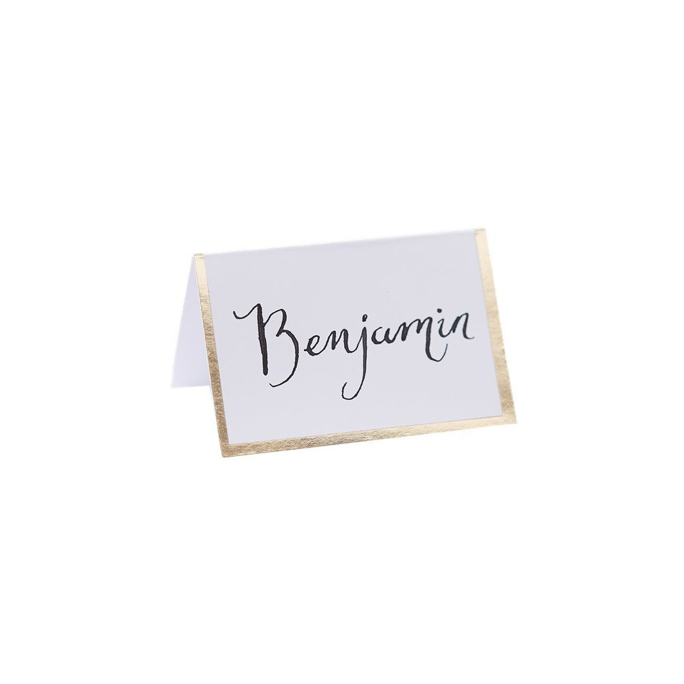 Ginger Ray Wedding Table Decorations White Gold Border Name Place Cards 10pck