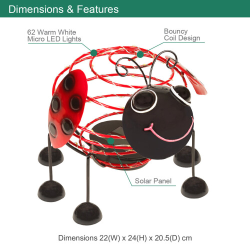 GardenKraft 14930 Solar Wire Ladybird with 62 Micro LED and 4D Moving Effect 1