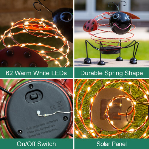 GardenKraft 14930 Solar Wire Ladybird with 62 Micro LED and 4D Moving Effect 2
