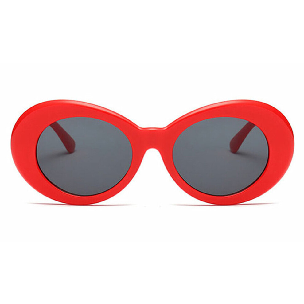 (Red) Retro Round Frame Sunglasses