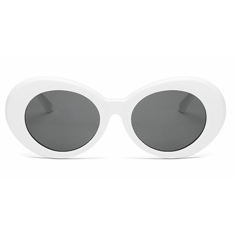 (White) Retro Round Frame Sunglasses