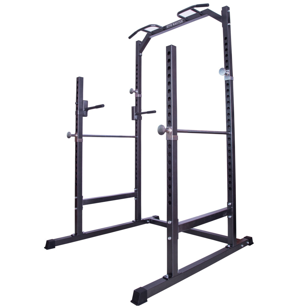 GYM MASTER Heavy Duty Half Power Cage Squat Rack Bench Press Pull Up Dip Station