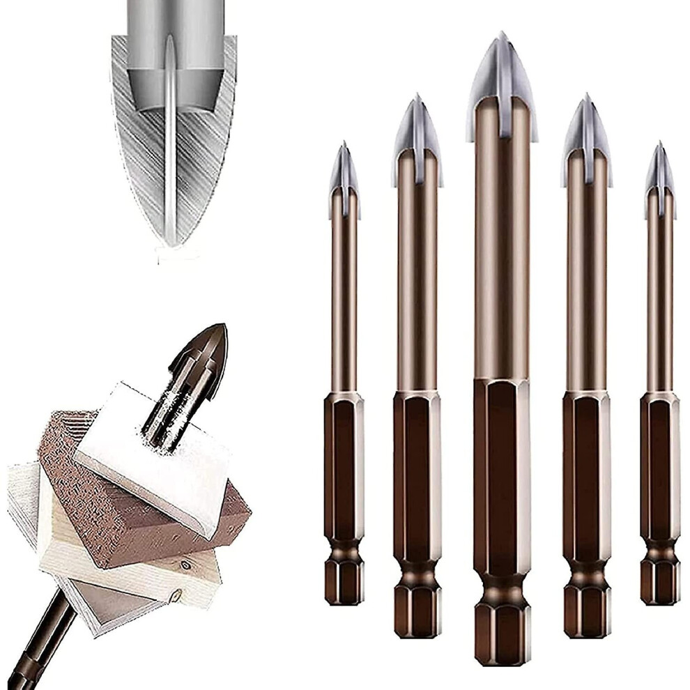 5Pcs Efficient Universal Drilling Tool Multifunctional Triangle Cross Alloy Drill Bit Set 755379753841