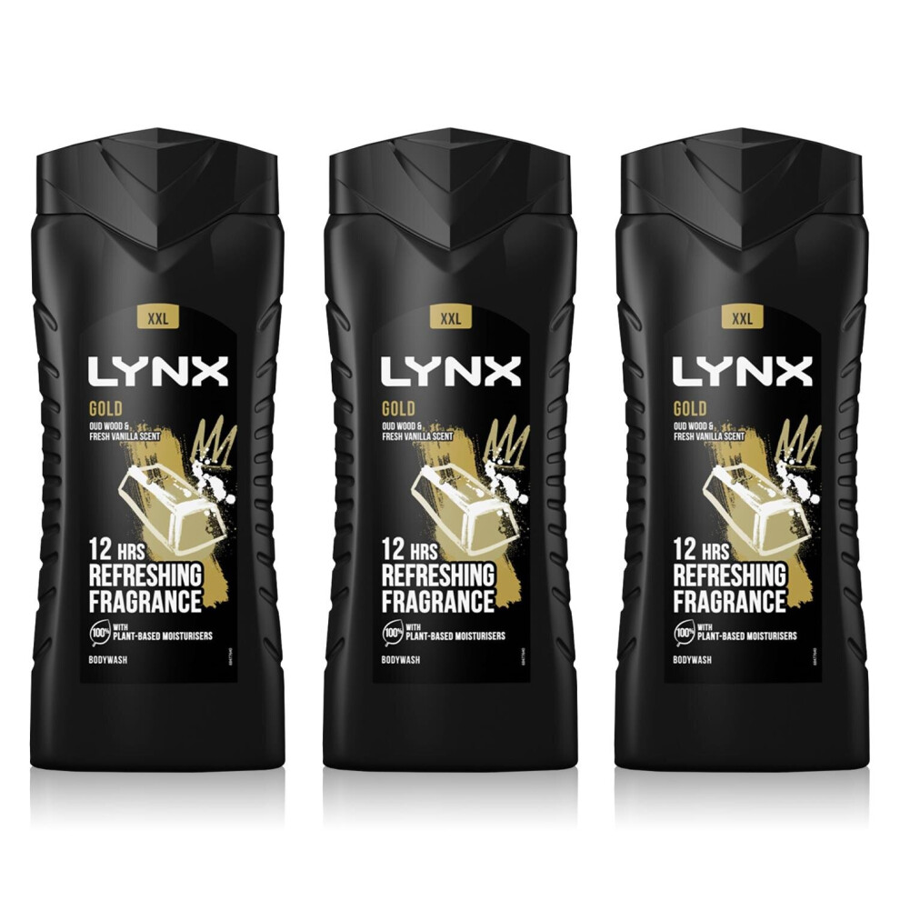 Lynx Gold 12H Refreshing Fragrance Shower Gel Bodywash, 3x 500ml