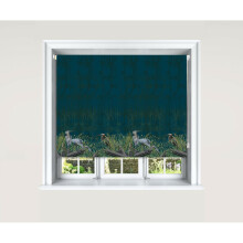 (180 cm Width x 140 cm Drop, Teal) Heron Chinoiserie Bamboo Pink & Teal Blackout Roller Blinds