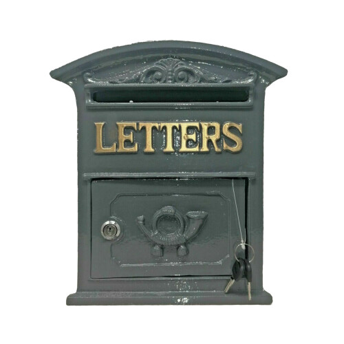 Post Mail Box Wall Mounted Grey Antique Style