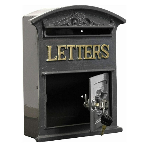 Post Mail Box Wall Mounted Grey Antique Style 2