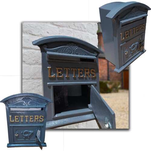 Post Mail Box Wall Mounted Grey Antique Style 1