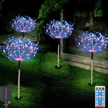 Solar Garden Lights Outdoor 4 Pack 480 LED Firework Landscape Path Lights
