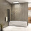 AICA Matt Black 4 Fold Folding Bath Screen 4mm Glass Panel 900x1400 4