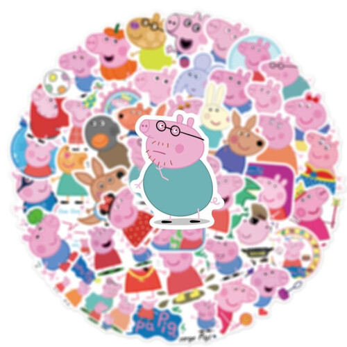 50Pcs/Set Peppa Pig Waterproof Stickers Graffiti Decals Kids Gift 2