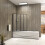 AICA Matt Black 4 Fold Folding Bath Screen 4mm Glass Panel 900x1400 2