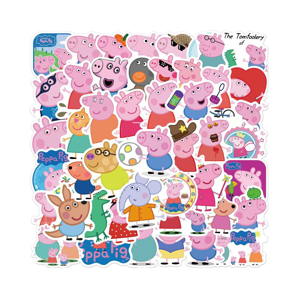 50Pcs/Set Peppa Pig Waterproof Stickers Graffiti Decals Kids Gift