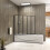 AICA Matt Black 1200x1400mm 5 Fold Folding Bath Shower Screen Door Panel 4