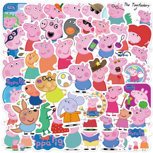 50Pcs/Set Peppa Pig Waterproof Stickers Graffiti Decals Kids Gift 1