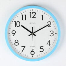 (blue) Retro Round Wall Clock Silent Sweep Movement Home Bedroom Kitchen Hanging Decor