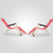 2X Red Beach Chair Sun Lounger Steel Frame Comfortable Best