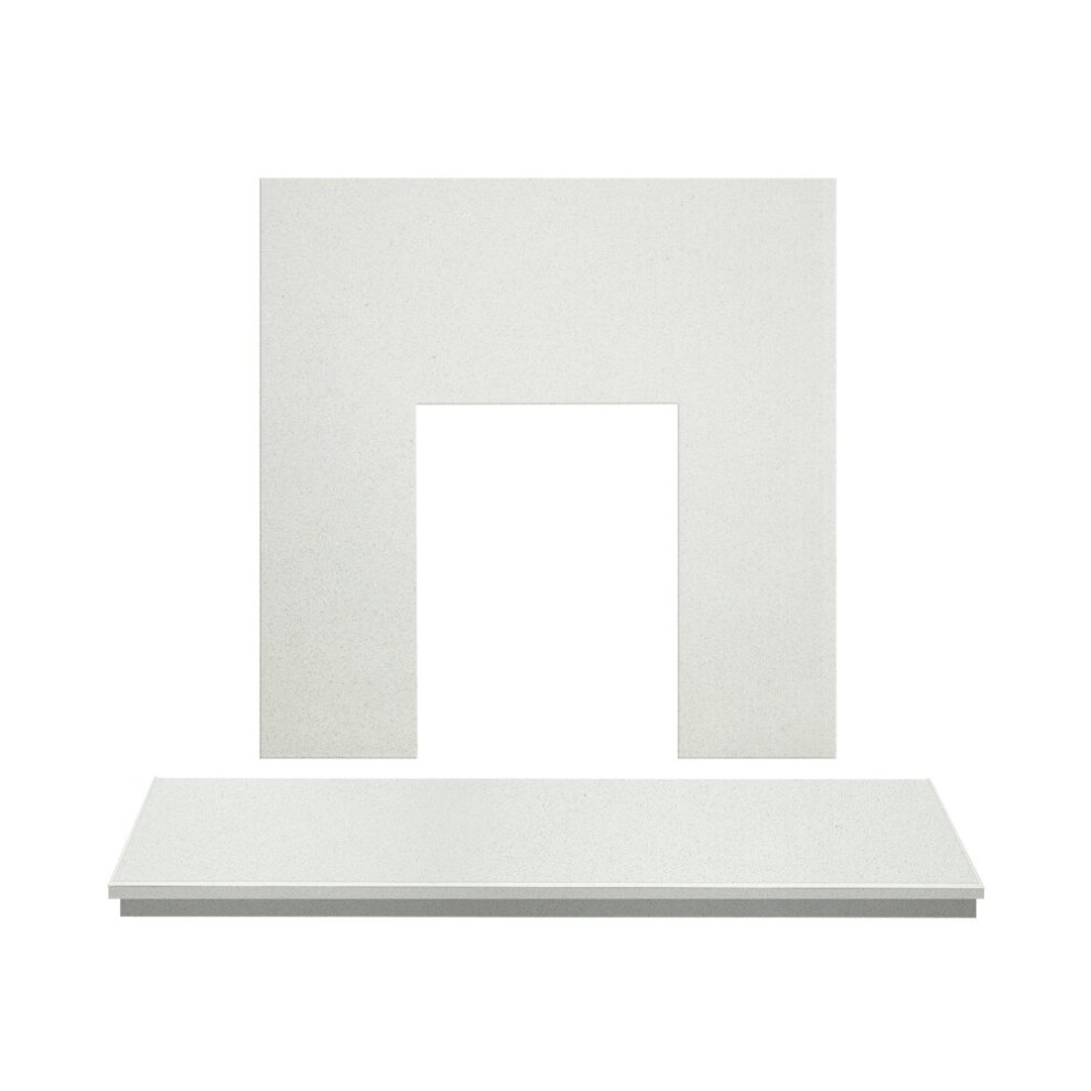 Adam Marble Back Panel & Hearth in White, 54 Inch