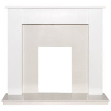 Adam Buxton 48 Inch Pure White Surround with White Marble Back & Hearth (22814) - Electric, Bio Ethanol & Gas Inset Fire Compatible