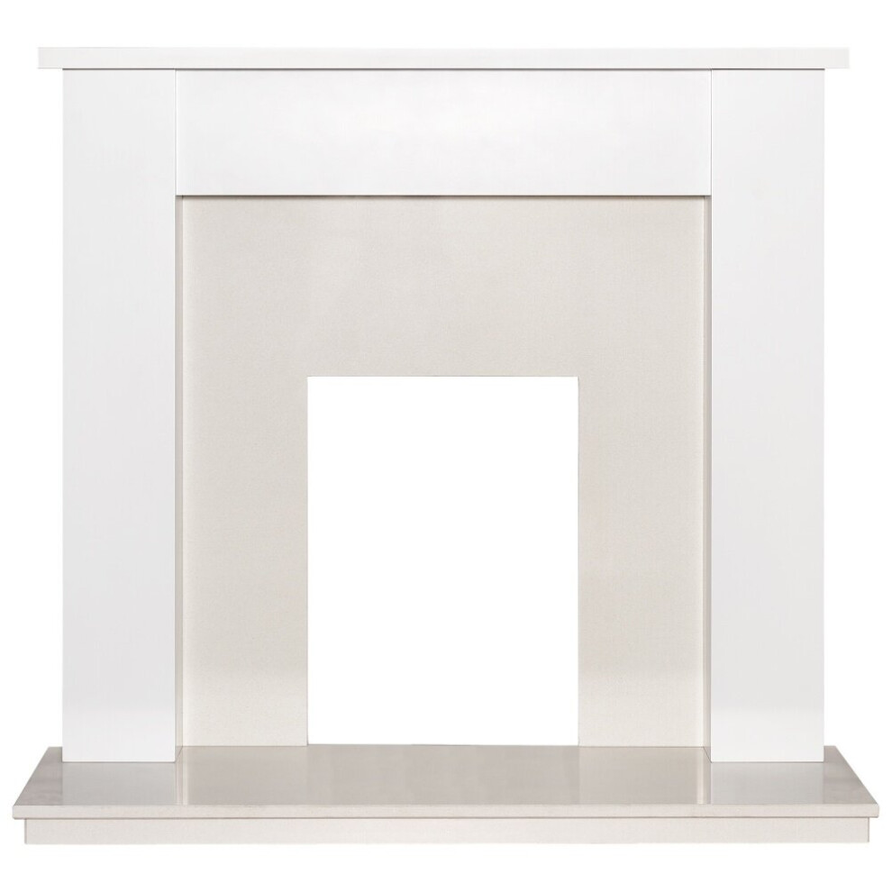 Adam Buxton Fireplace in Pure White & White Marble, 48 Inch