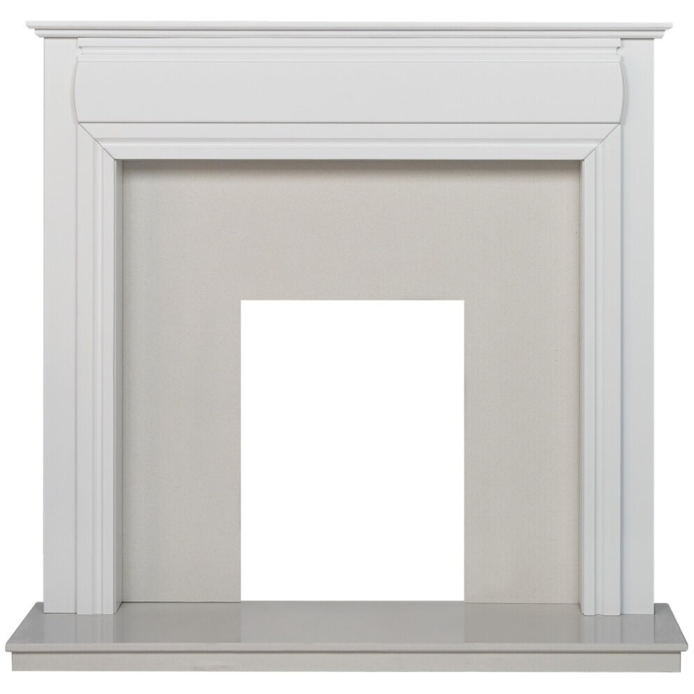 Adam Honley Surround in Pure White & White Marble, 48 Inch