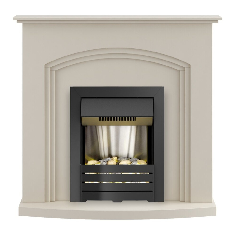 Adam Truro Fireplace Suite in Cream with Helios Electric Fire in Black, 41 Inch