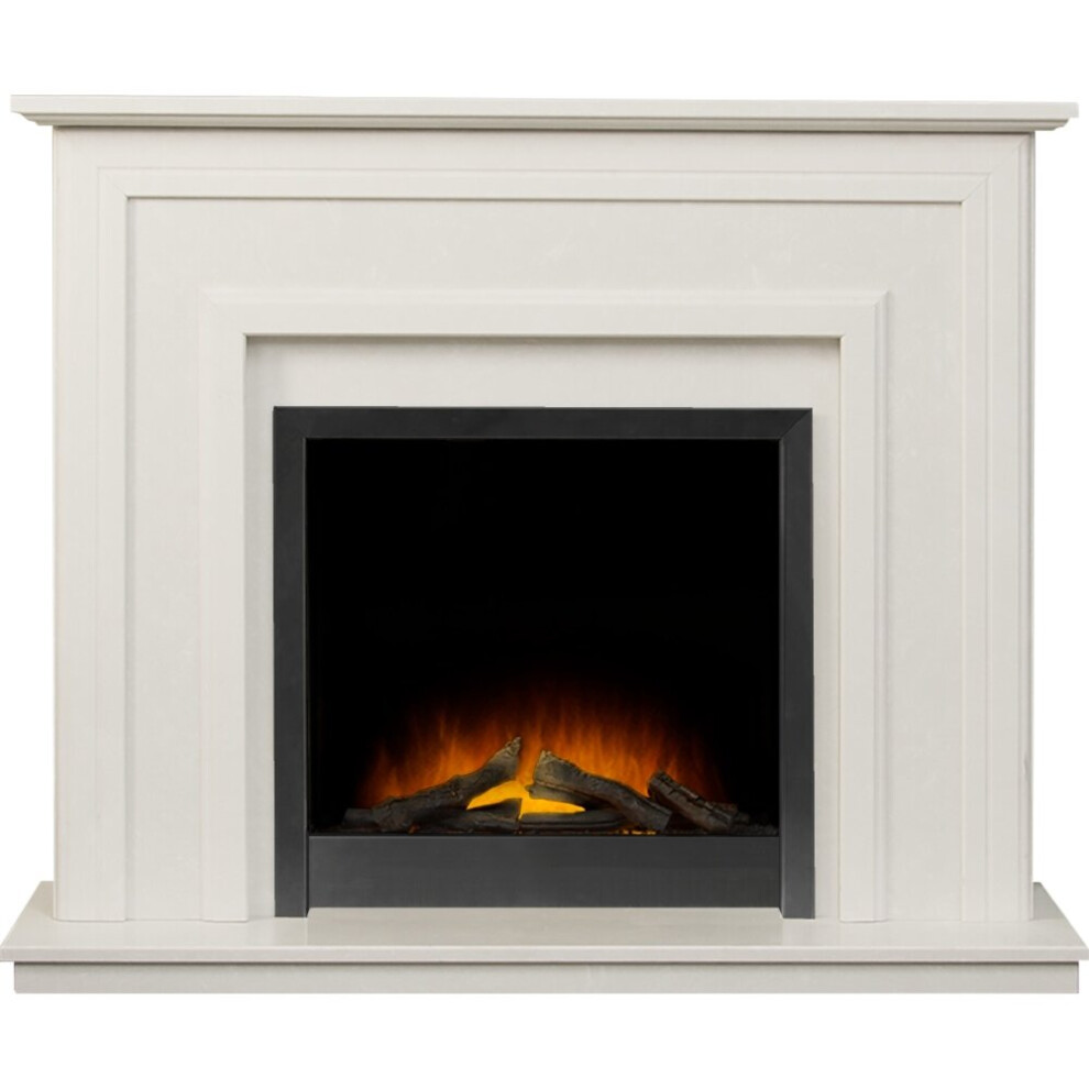 Adam Edmonton Perola Marble Fireplace with Ontario Black Electric Fire, 48 Inch