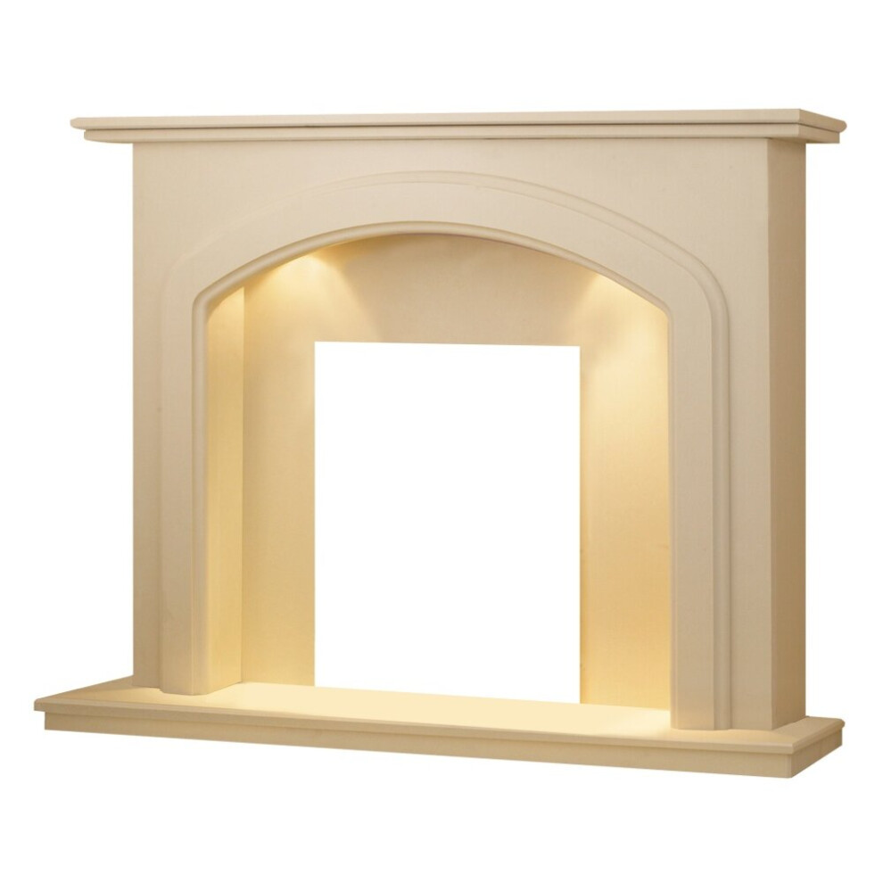 Adam Lincoln Roman Marble Fireplace with Downlights, 54 Inch