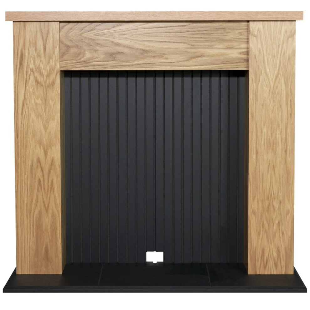 Adam New England Stove Fireplace in Oak & Black, 48 Inch