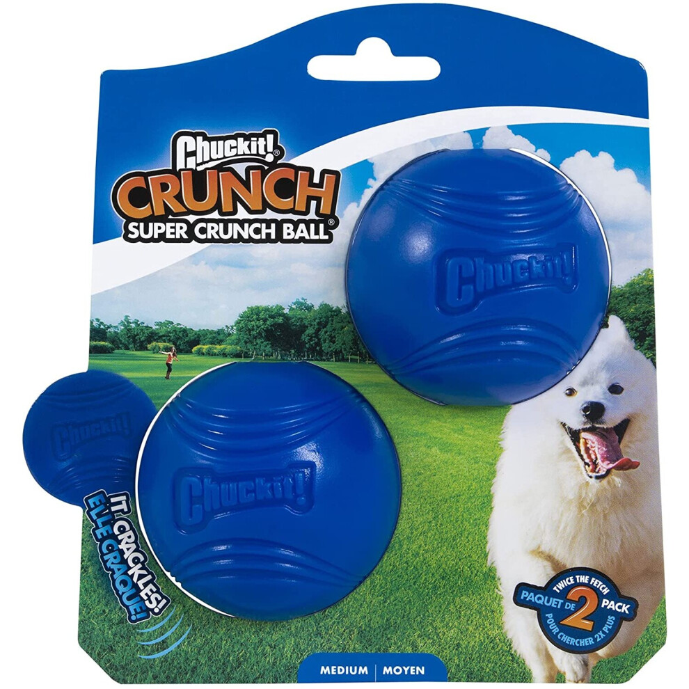 Chuckit! Crunch Ball Crackle Sound Dog Toy Launcher Compatible, 2 Pack, Medium