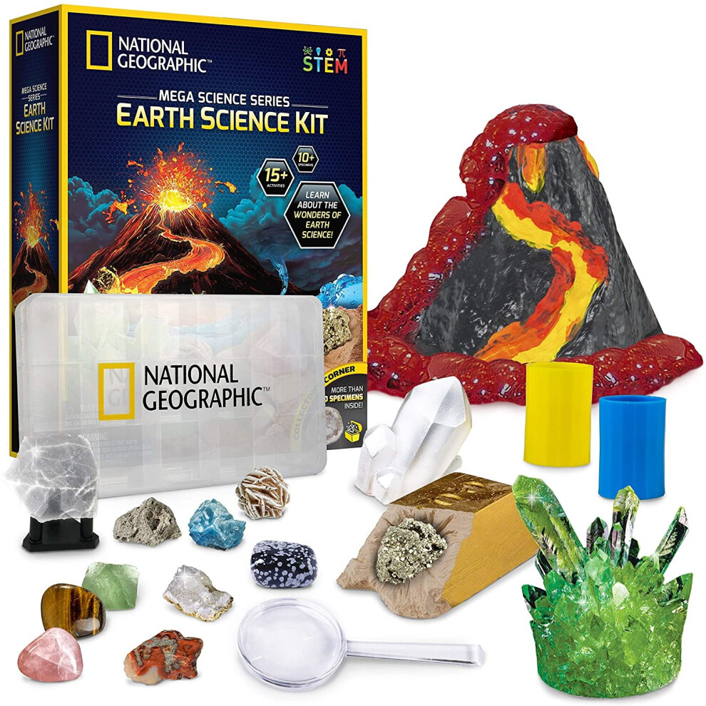 National Geographic Earth Science Kit - Over 15 Science Experiments & Stem Activities For Kids, Includes Crystal Growing Kit,...