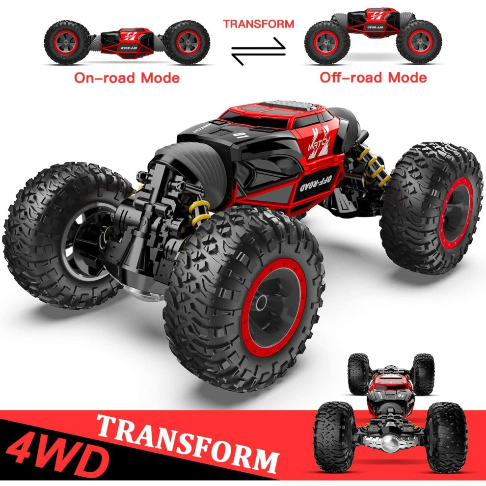 BEZGAR 15 Toy Grade1:14 Scale Remote Control Crawler, 4WD Transform 15 Km/h All Terrains Electric Toy Stunt Cars RC Monster...