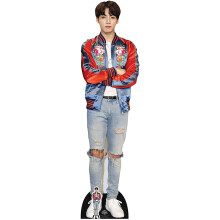 STAR CUTOUTS Cardboard CS749 Lifesize Standee with Free Desktop Cutout of Jeon Jung-Kook (Jungkook) Red Jacket Bangtan Boys,...