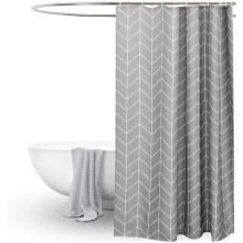 EurCross Stripe Grey Shower Curtain,Machine Washable Water Repellent Mildew Free Polyester Bathroom Shower Curtain,180 x 180cm