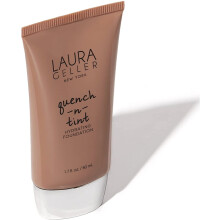 Laura Geller New York Quench-N-Tint Hydrating Foundation Deep | Hyaluronic Acid, Lightweight Sheer-to-Coverage | No-Makeup Look | HJ8U