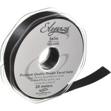 Eleganza Double Faced Satin 15mm x 20m Black No.20, 15 mm x 20 m