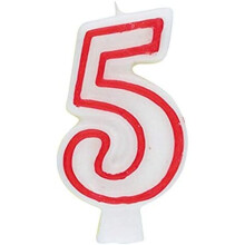 Unique Party 360-5 Birthday Candle Number 5-5.44" Border | 1 Pc, Red/White