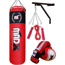 5ft Punch bag set Filled Gloves Bracket Chain Skipping rope