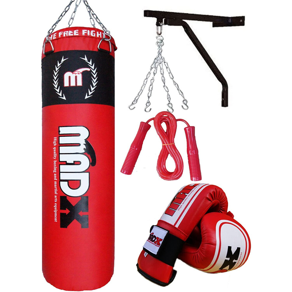 5ft Punch bag set Filled Gloves Bracket Chain Skipping rope