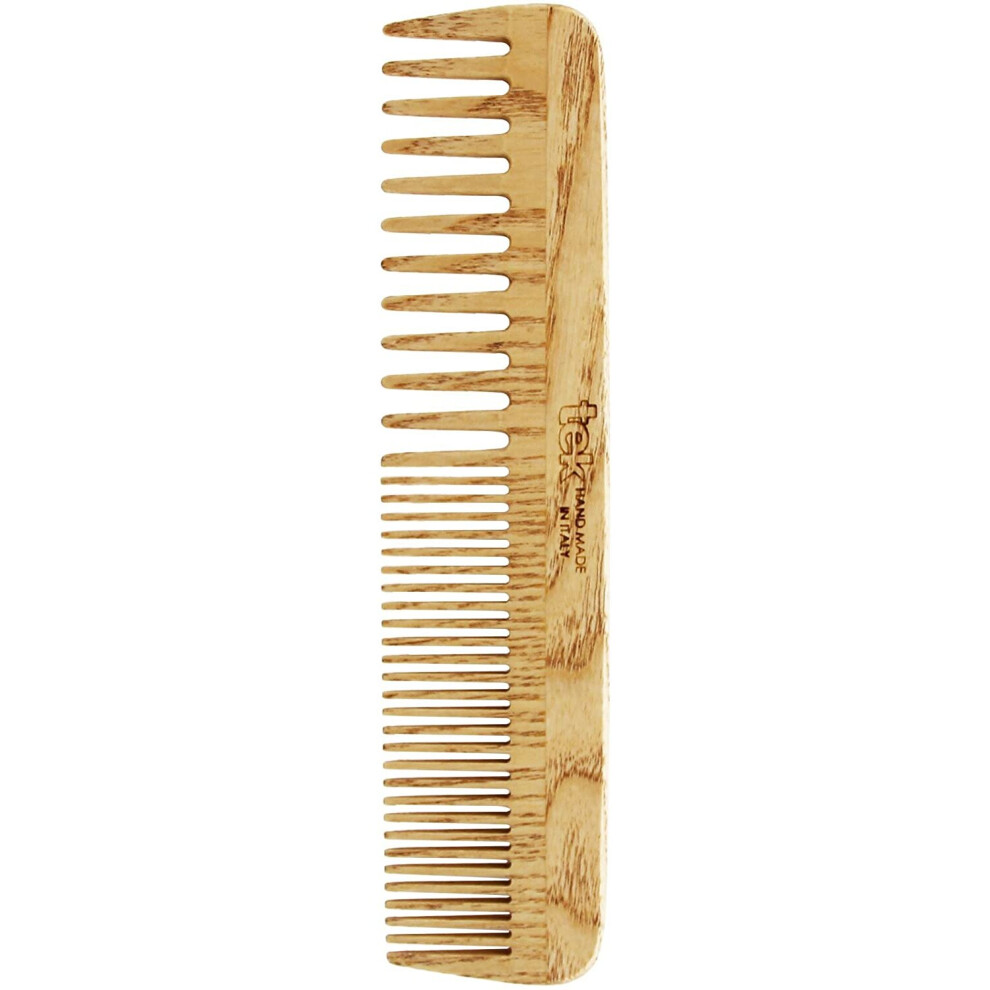Tek Unisex Not,Specified - Large Comb With Sparse And Dense Teeth In Ash Wood Handmade In Italy, For Wavy And / Or Fine Hair - 20 X 4.5 Cm