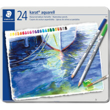 Staedtler karat aquarell watercolour pencils tin set of 24 assorted colours