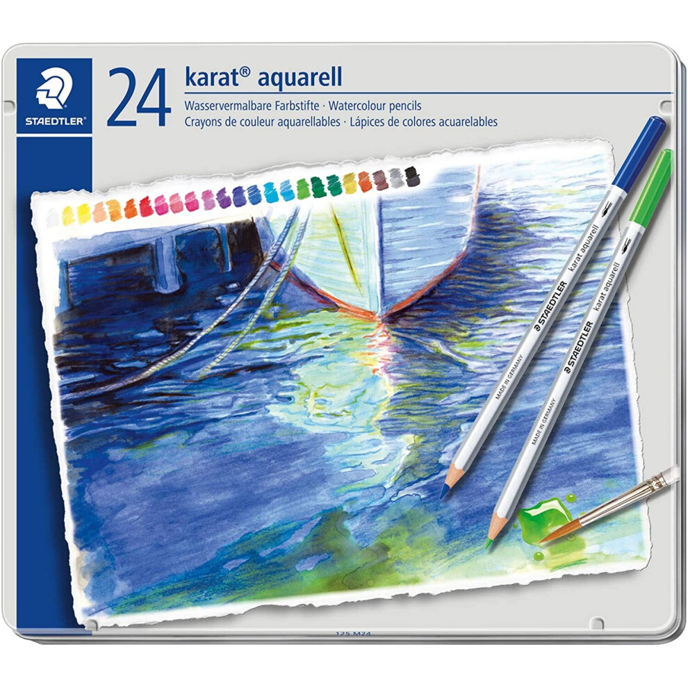 Staedtler karat aquarell watercolour pencils tin set of 24 assorted colours