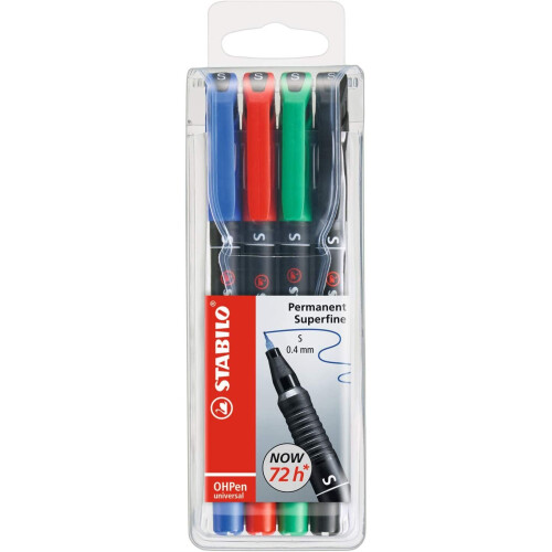 STABILO OHP Pen Μόνιμος - Υπερλεπτός - Πακέτο 4 - Ποικιλία Χρωμάτων