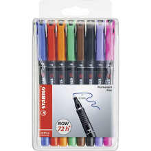 OHP Pen - STABILO OHP Pen Permanent Fine Wallet of 8 Assorted Colours