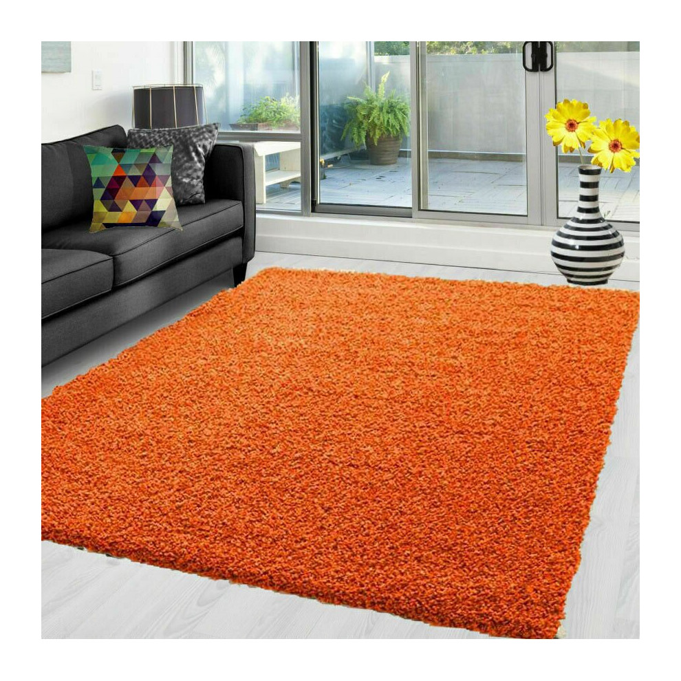 (Orange, 160 x 230 cm) Thick Shaggy Large Verona Rugs Non Slip Hallway Runner Rug Bedroom Living Room Carpet