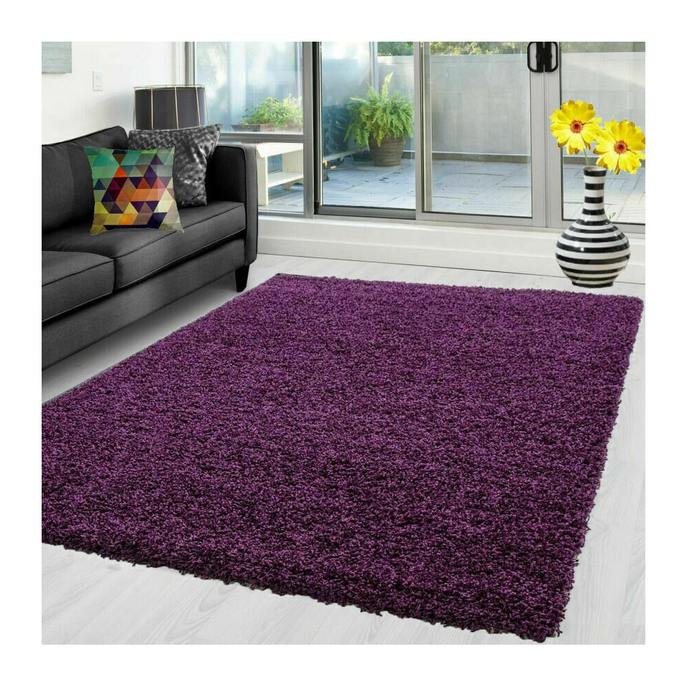 (Purple, 200 x 290 cm) Thick Shaggy Large Verona Rugs Non Slip Hallway Runner Rug Bedroom Living Room Carpet