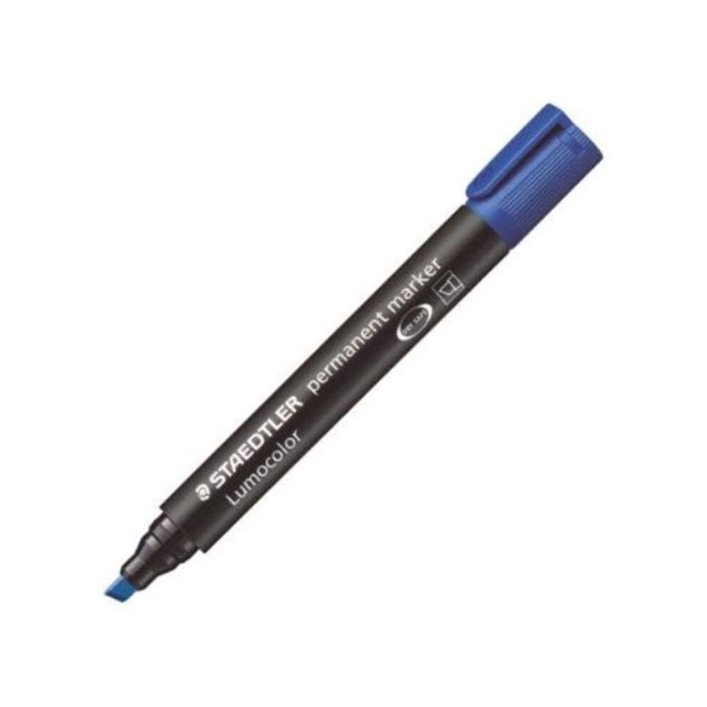 Staedtler Lumocolor Permanent Marker 350-3 Chisel Tip - Blue (Pack of 10)