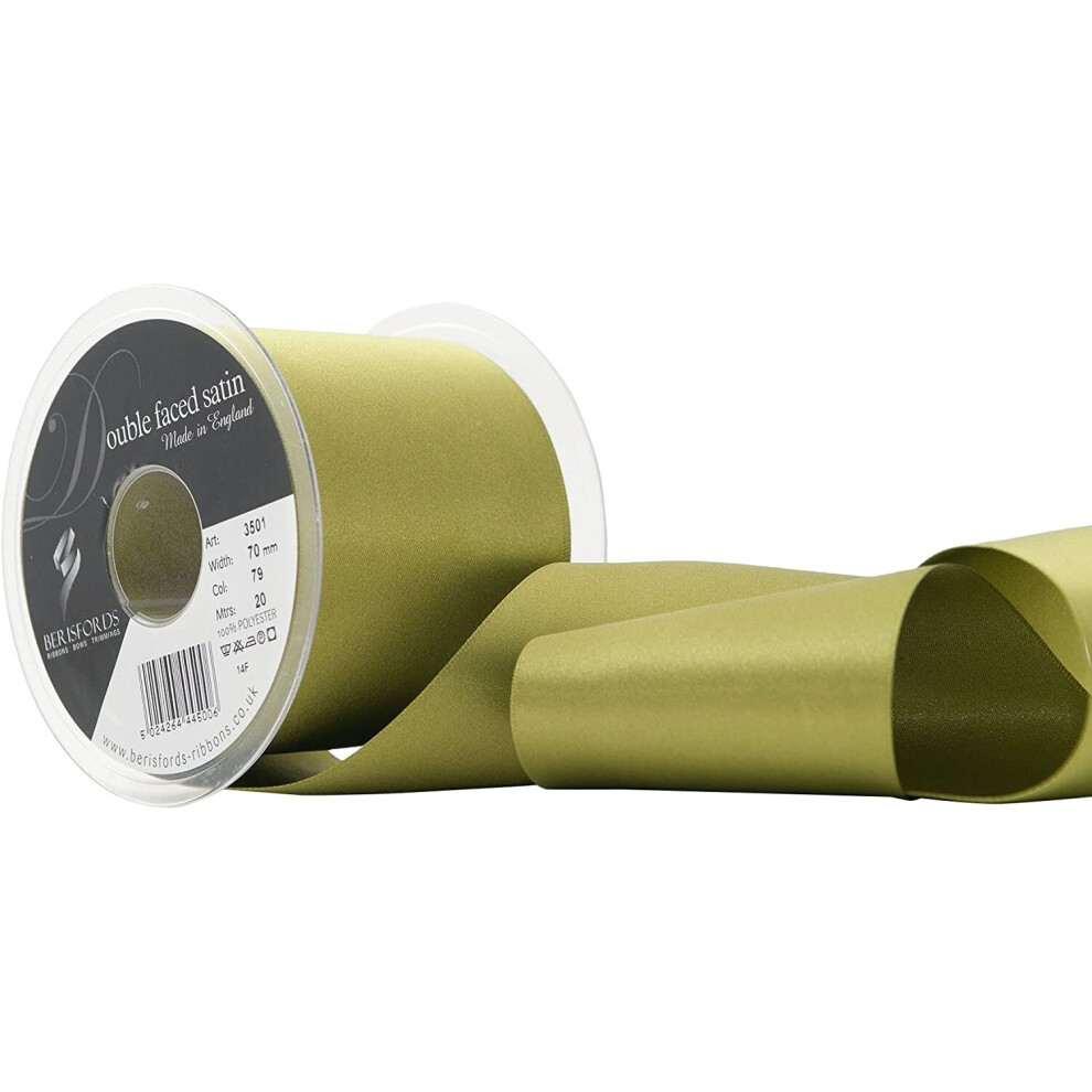 Berisfords Double Faced Satin Ribbon, Moss, 70 mm Width, 20 metre Length