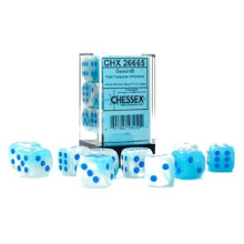 Gemini Dice Block | Set om 12 D6 Tärningar för Brädspel, RPG & Miniatyrspel | Premium Kvalitet 16 mm Tärningar | Luminary Pearl Turquoise, W