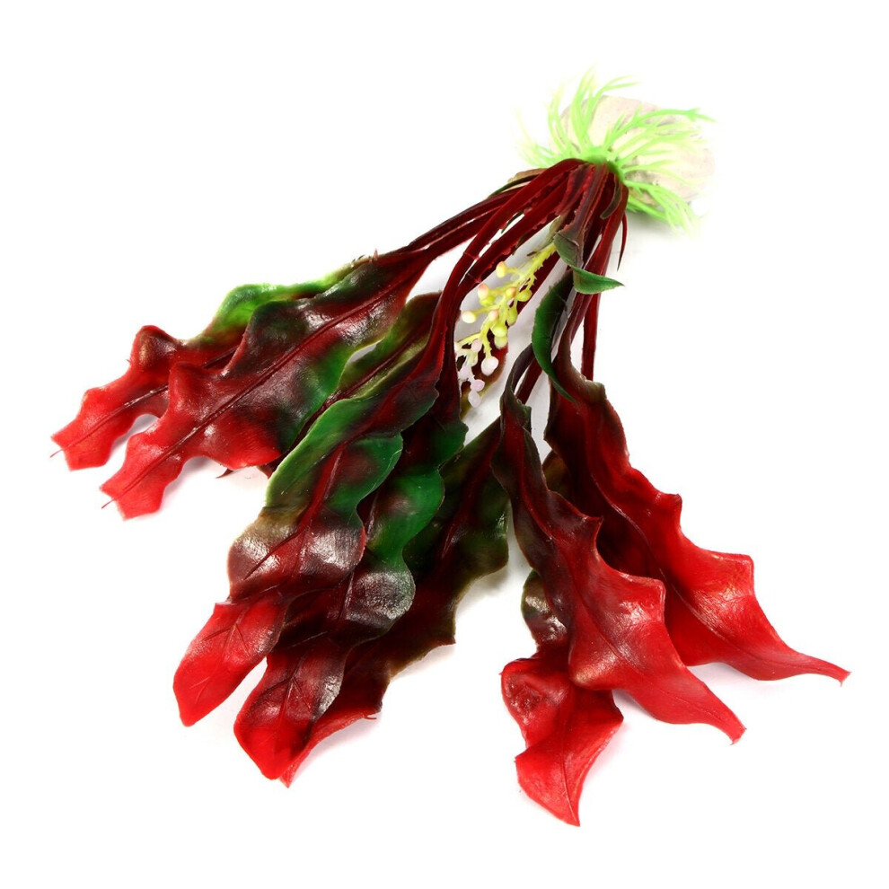 (Red) Aquarium Artificial Grass Plant Decorations Water Weed Ornament Fish Tank Decor